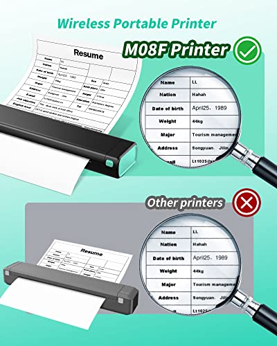 Itari Portable Printer Wireless for Travel, [New] M08F-Letter Bluetooth Mobile Printer Support 8.5" X 11" US Letter, No-Ink Thermal Compact Printer, with 1 Box of 100 Original Letter Thermal Papers