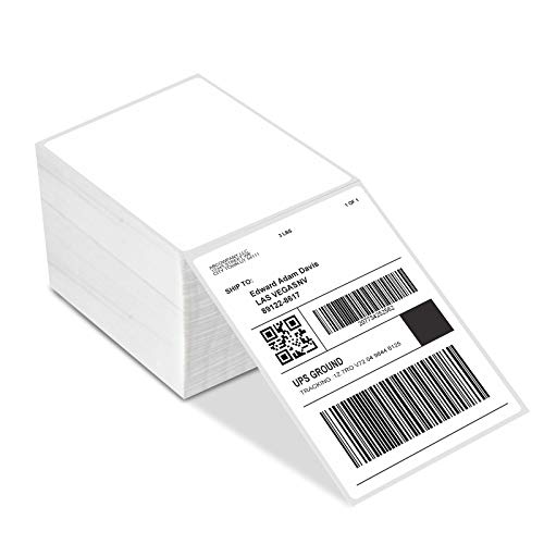 4x6 Thermal Direct Shipping Labels, Shipping Label Printer Paper ?Fan-Fold Mailing Labels for Desktop Label Printer, Self-Adhesive Compatible with Zebra, Rollo, Dymo, MUNBYN, USPS 4" x 6", 500-Pack