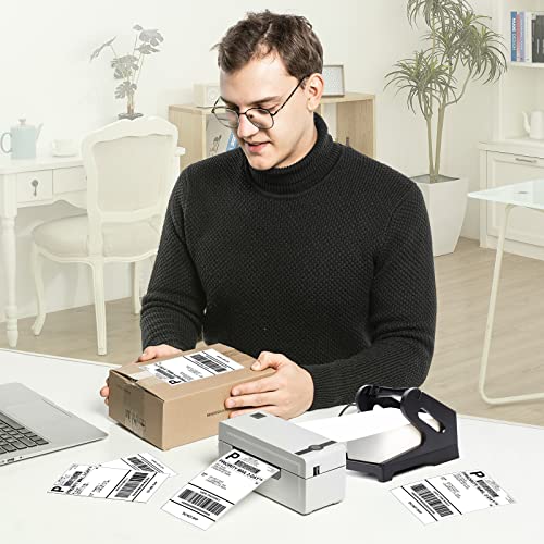 4x6 Thermal Direct Shipping Labels, Shipping Label Printer Paper ?Fan-Fold Mailing Labels for Desktop Label Printer, Self-Adhesive Compatible with Zebra, Rollo, Dymo, MUNBYN, USPS 4" x 6", 500-Pack