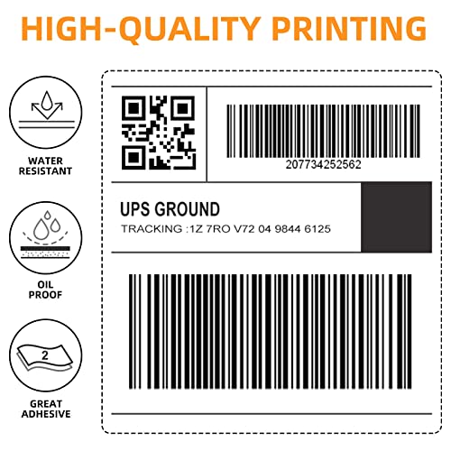 4x6 Thermal Direct Shipping Labels, Shipping Label Printer Paper ?Fan-Fold Mailing Labels for Desktop Label Printer, Self-Adhesive Compatible with Zebra, Rollo, Dymo, MUNBYN, USPS 4" x 6", 500-Pack