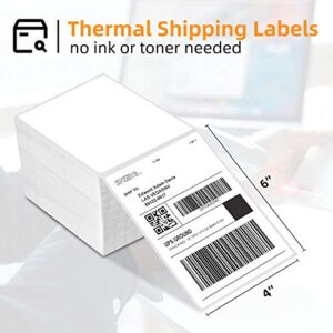 4x6 Thermal Direct Shipping Labels, Shipping Label Printer Paper ?Fan-Fold Mailing Labels for Desktop Label Printer, Self-Adhesive Compatible with Zebra, Rollo, Dymo, MUNBYN, USPS 4" x 6", 500-Pack