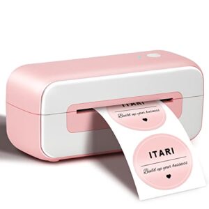 Shipping Label Printer, Itari High Speed 4x6 Thermal Label Makers for Shipping Packages, Small Desktop Sticker Printer for Home Business, Compatible with Amazon, Etsy, Ebay, USPS, Shopify, FedEx, Pink