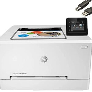 HP Color Laserjet Pro M255dw Wireless Laser Printer, Auto 2-Sided Printing, Remote Mobile Print, 22 ppm, 250-Sheet, Compatible with Alexa, White - Bundle with JAWFOAL Printer Cable