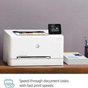 HP Color Laserjet Pro M255dw Wireless Laser Printer, Auto 2-Sided Printing, Remote Mobile Print, 22 ppm, 250-Sheet, Compatible with Alexa, White - Bundle with JAWFOAL Printer Cable