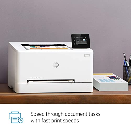 HP Color Laserjet Pro M255dw Wireless Laser Printer, Auto 2-Sided Printing, Remote Mobile Print, 22 ppm, 250-Sheet, Compatible with Alexa, White - Bundle with JAWFOAL Printer Cable