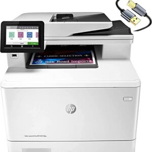 HP Laserjet Pro M479fdw All-in-One Wireless Color Laser Printer, White - Print Scan Copy Fax - 28 ppm, 600x600 dpi, 50-Sheet ADF, Auto Duplex Printing, Ethernet, Cbmou Printer＿Cable