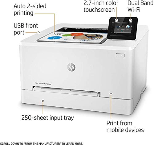 HP LaserJet Pro M254dw Wireless Color Laser Printer, Works with Alexa (T6B60A)