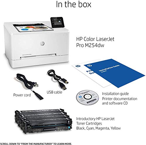 HP LaserJet Pro M254dw Wireless Color Laser Printer, Works with Alexa (T6B60A)