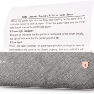 Buyounger Portable Printer, A4 Wireless Bluetooth Travel Printer, Portable Thermal Printer Compatible with Android and iOS, Mobile Printer Supports 2''/3''/4'' Papers Width