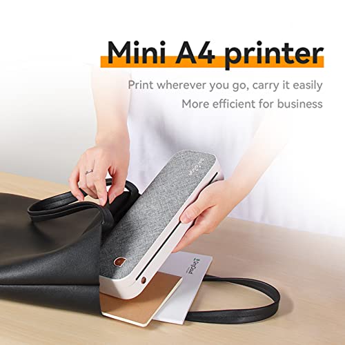 Buyounger Portable Printer, A4 Wireless Bluetooth Travel Printer, Portable Thermal Printer Compatible with Android and iOS, Mobile Printer Supports 2''/3''/4'' Papers Width