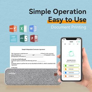 Buyounger Portable Printer, A4 Wireless Bluetooth Travel Printer, Portable Thermal Printer Compatible with Android and iOS, Mobile Printer Supports 2''/3''/4'' Papers Width
