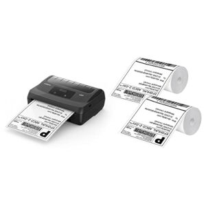 polono a400 bluetooth thermal label printer – 4×6 label printer for small business shipping packages – portable printer, direct thermal shipping labels 2rolls (80 labels/roll)