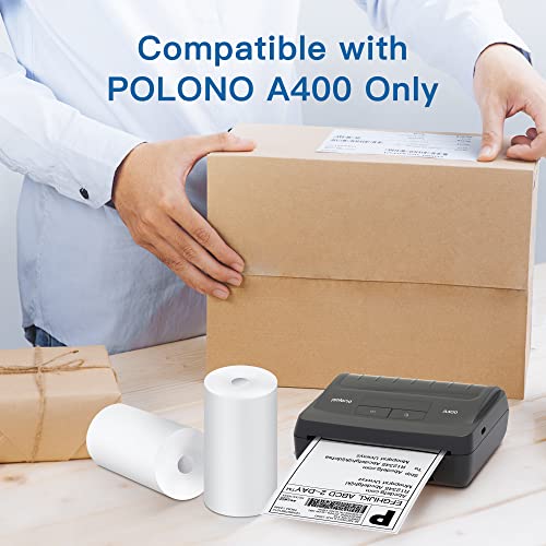 POLONO A400 Bluetooth Thermal Label Printer - 4x6 Label Printer for Small Business Shipping Packages - Portable Printer, Direct Thermal Shipping Labels 2Rolls (80 Labels/Roll)