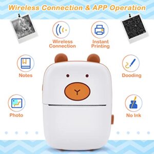 Vickes Mini Printer for iPhone and Android, Wireless Mini Photo Printer Label Printer, Portable Bluetooth Mini Thermal Printer for Printing Label, Journal, Study Note, Compatible with iOS & Android