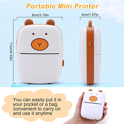 Vickes Mini Printer for iPhone and Android, Wireless Mini Photo Printer Label Printer, Portable Bluetooth Mini Thermal Printer for Printing Label, Journal, Study Note, Compatible with iOS & Android