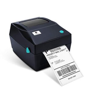 shipping label printer for shipping packages, desktop thermal label printer for small business, address barcode printer compatible with ups fedex usps etsy shopify ebay dhl, roll/fanfold 4×6 labels