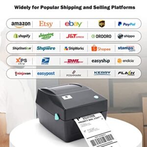 Shipping Label Printer for Shipping Packages, Desktop Thermal Label Printer for Small Business, Address Barcode Printer Compatible with UPS FedEx USPS Etsy Shopify Ebay DHL, Roll/Fanfold 4x6 Labels