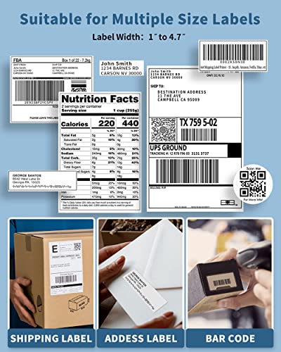 Shipping Label Printer for Shipping Packages, Desktop Thermal Label Printer for Small Business, Address Barcode Printer Compatible with UPS FedEx USPS Etsy Shopify Ebay DHL, Roll/Fanfold 4x6 Labels