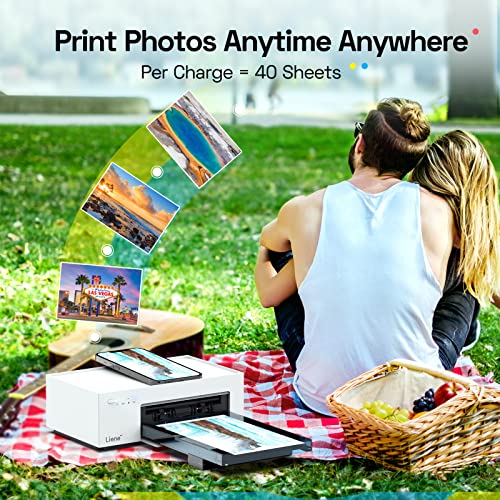 Liene 4x6'' Instant Photo Printer (Battery Edition) Bundle, 60-sheet, 2 Ink-Cartridge, Wireless Photo Printer for iPhone, Smartphone, Android, Computer, Dye Sublimation, Photo Printer for Travel, Home