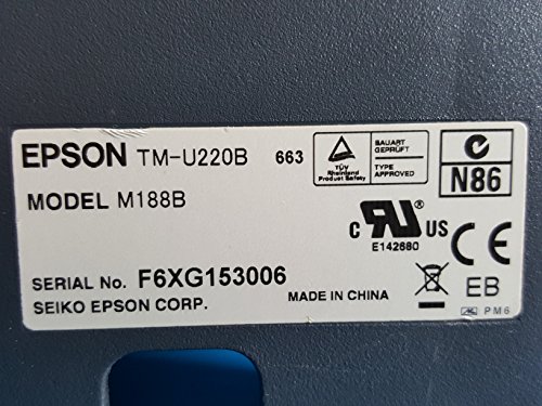 Epson TM-U220B M188B POS Receipt Printer USB Interface - Red & Black Ribbon - with Power Supply