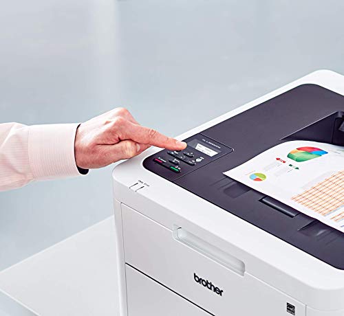 Brother HL-L3230CDW Compact Digital Color Laser Printer, Wireless Printing, Automatic Duplex Printing, Built-in Wireless, 256 MB, 25 ppm, 250-sheet, White-Bundle with Printer Cable