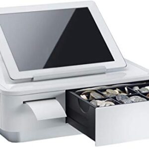 Star Micronics mPOP Integrated USB-C Lightning Receipt Printer & Cash Drawer with Tablet Stand - White