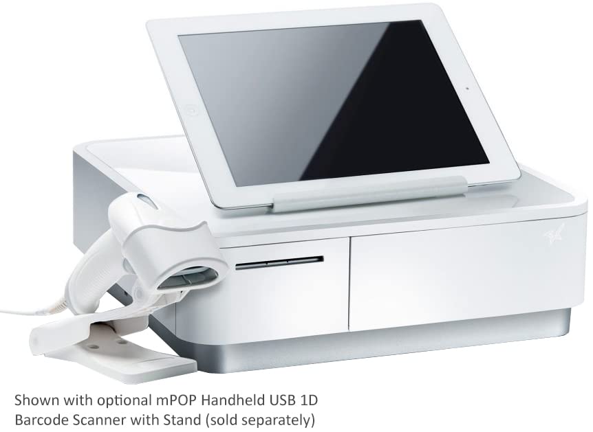 Star Micronics mPOP Integrated USB-C Lightning Receipt Printer & Cash Drawer with Tablet Stand - White