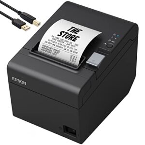 epson tm-t20iii thermal pos receipt printer, black – usb type b, parallel interfaces and dk port – print speeds up to 250mm/sec, 203 dpi, auto-cutter, monochrome, daodyang printer_cable