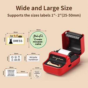 PTJOO B21 Label Maker Machine with Tape 1" x 2"(25 x 50mm) Wide Cute Fonts Emoji Different Calligraphy Customizable Bluetooth USB Rechargeable for Android iOS Fast and Easy(Red)