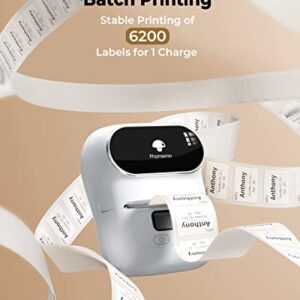 Phomemo M110 Label Printer - Bluetooth Portable Label Maker No Ink, Mini Barcode Label Printer for Retail, Address, Barcode, Home, for PC/Mac, iOS/Android with 3pack Most Used Labels, Snow White