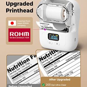 Phomemo M110 Label Printer - Bluetooth Portable Label Maker No Ink, Mini Barcode Label Printer for Retail, Address, Barcode, Home, for PC/Mac, iOS/Android with 3pack Most Used Labels, Snow White