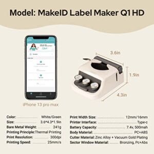 MakeID HD(300dpi) Label Maker Machine with 4 Rolls Tape, Bluetooth Multifunction Label Printer Available for Smartphone, Smart Sticker Maker with Multiple Templates for Office Home Organization