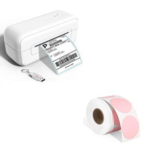 label printer with thermal pink round label – 2″