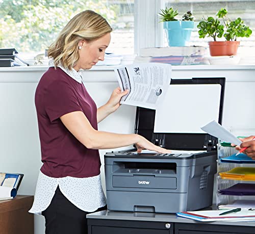 Brother HL-L2390DW Compact Monochrome All-in-One Laser Printer, Print Scan Copy, Auto 2-Sided Printing, 2400 x 600 dpi, 32 ppm, 250 Sheets, Compatible with Alexa, Bundle with JAWFOAL Printer Cable