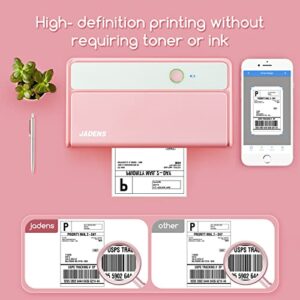 JADENS Pink Thermal Label Printer & White Label Holder, Label Holder for Rolls and Fan-fold Labels & Bluetooth Thermal Label Printer