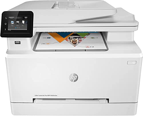 HP Color Laserjet Pro MFP M283cdw All-in-One Wireless Laser Printer, White - Print Scan Copy Fax - 22 ppm, 600 x 600 dpi, 8.5 x 14, 50-Sheet ADF, Auto Duplex Printing, Ethernet, Cbmoun Printer_Cable