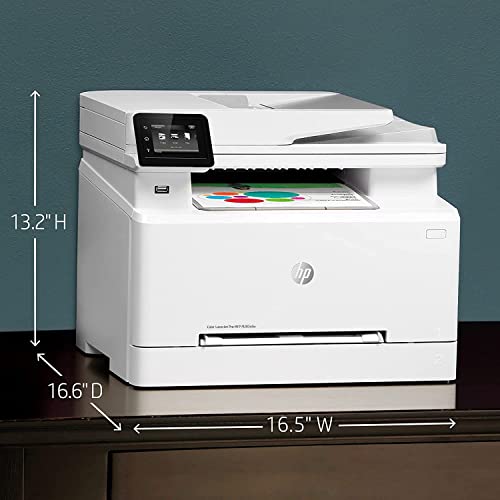 HP Color Laserjet Pro MFP M283cdw All-in-One Wireless Laser Printer, White - Print Scan Copy Fax - 22 ppm, 600 x 600 dpi, 8.5 x 14, 50-Sheet ADF, Auto Duplex Printing, Ethernet, Cbmoun Printer_Cable