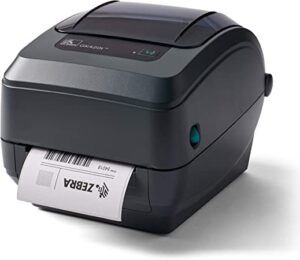 zebra – gk420t thermal transfer desktop printer for labels, receipts, barcodes, tags, and wrist bands – print width of 4 in – usb and ethernet port connectivity (renewed)