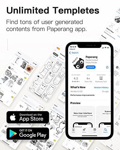 paperang P3 Portable Printer, 300 DPI Thermal Label Printer, Wireless Bluetooth Printer, Supports 3-Inch (80mm) Inkless Printing for Labels, Stickers, Images, QR Codes, and More - White