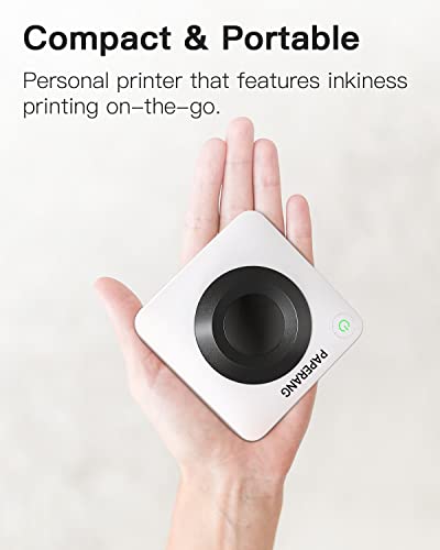 paperang P3 Portable Printer, 300 DPI Thermal Label Printer, Wireless Bluetooth Printer, Supports 3-Inch (80mm) Inkless Printing for Labels, Stickers, Images, QR Codes, and More - White