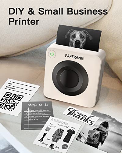 paperang P3 Portable Printer, 300 DPI Thermal Label Printer, Wireless Bluetooth Printer, Supports 3-Inch (80mm) Inkless Printing for Labels, Stickers, Images, QR Codes, and More - White