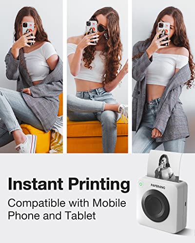 paperang P3 Portable Printer, 300 DPI Thermal Label Printer, Wireless Bluetooth Printer, Supports 3-Inch (80mm) Inkless Printing for Labels, Stickers, Images, QR Codes, and More - White