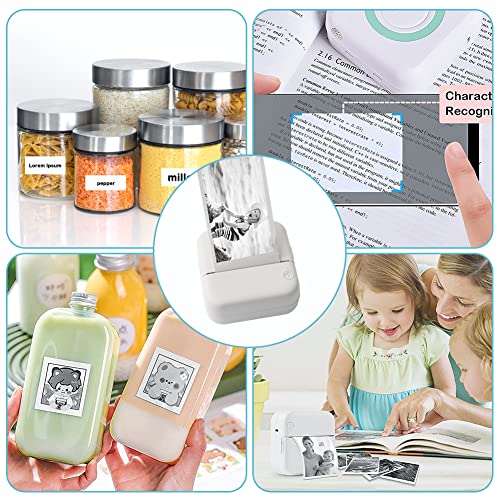 Carpower Mini Printer Portable, Pocket Thermal Printer with 7 Rolls Paper, Bluetooth Wireless Instant Printer for Picture Receipt Label Note Inkless Printing