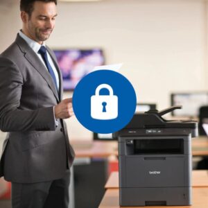 Brother MFC-L5705DW All-in-One Wireless Monochrome Laser Printer, Print&Copy&Scan&Fax, 42ppm, 1200x1200dpi, 3.7” Color Touchscreen Display, Duplex Printing, 50-Sheet ADF, Lanbertent Printer Cable