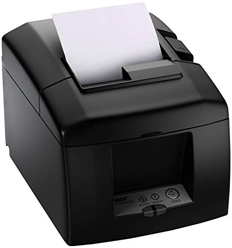 Star Micronics TSP654IISKE Ethernet (LAN) Liner Free Thermal Printer for Sticky Paper with Cutter and External Power Supply - Gray