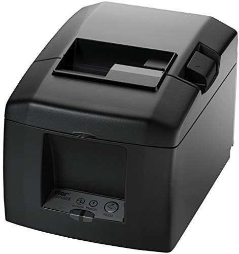 Star Micronics TSP654IISKE Ethernet (LAN) Liner Free Thermal Printer for Sticky Paper with Cutter and External Power Supply - Gray