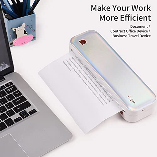 BISOFICE PeriPage Portable Printer, A4 Wireless Bluetooth Travel Printer, Portable Thermal Printer Compatible with Android and iOS, Support 2''/3''/4'' Paper Width, Mobile Printer (Rainbow Glossy)