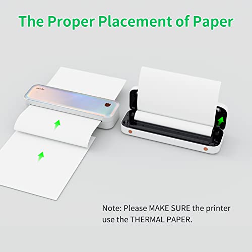 BISOFICE PeriPage Portable Printer, A4 Wireless Bluetooth Travel Printer, Portable Thermal Printer Compatible with Android and iOS, Support 2''/3''/4'' Paper Width, Mobile Printer (Rainbow Glossy)