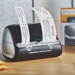 DYMO LabelWriter 450 Twin Turbo Direct Thermal Label Printer, Black - USB Connectivity Monochrome Barcode Label Maker - Print up to 71 Labels Per Minute, 300 x 600 dpi, 2.20" Maximum Print Width
