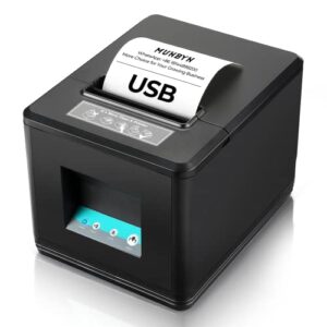 munbyn 80mm usb receipt printer, pos printer with auto cutter esc/pos command support windows（only usb interface）